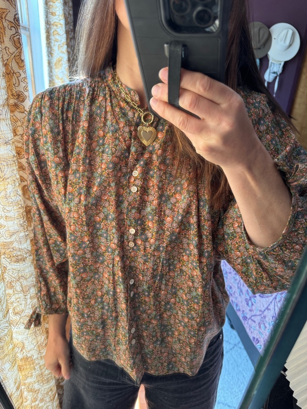 Doen O’Keefe Floral Button-Up Shirt - Olive & Terracotta